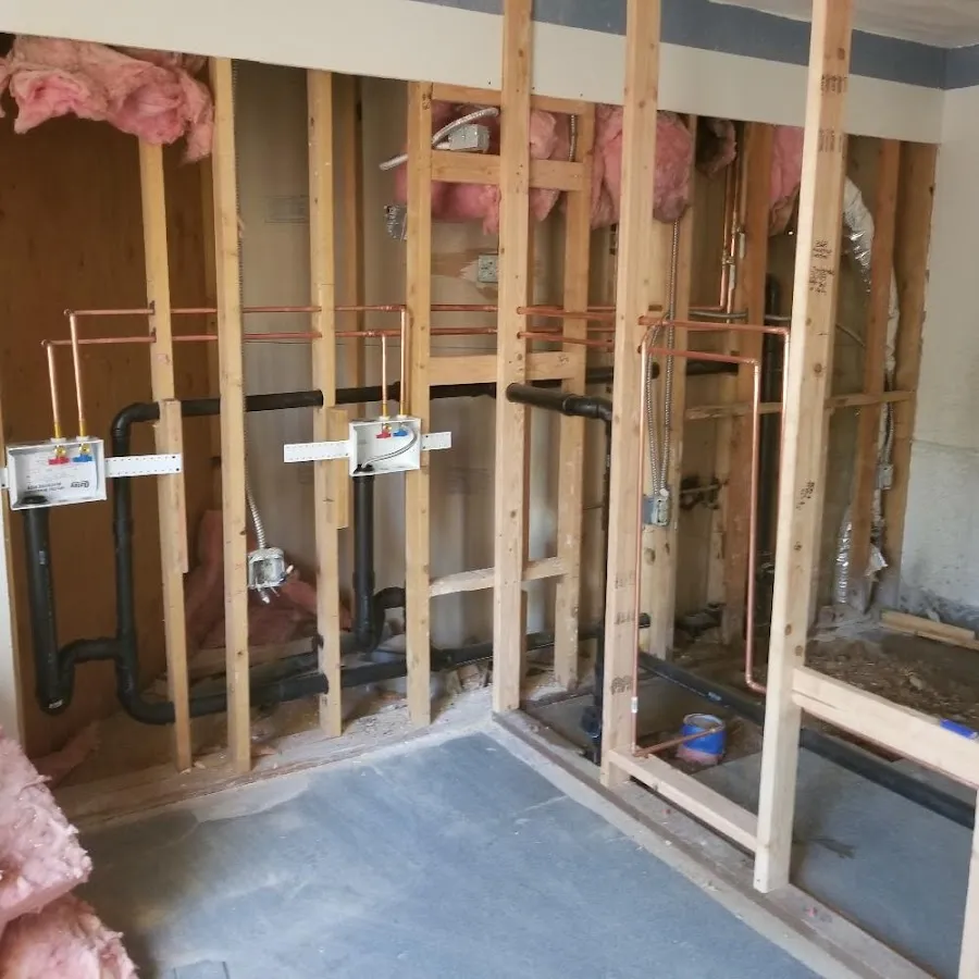 Copper pipe rough-in and plumbing installation in Wilmington